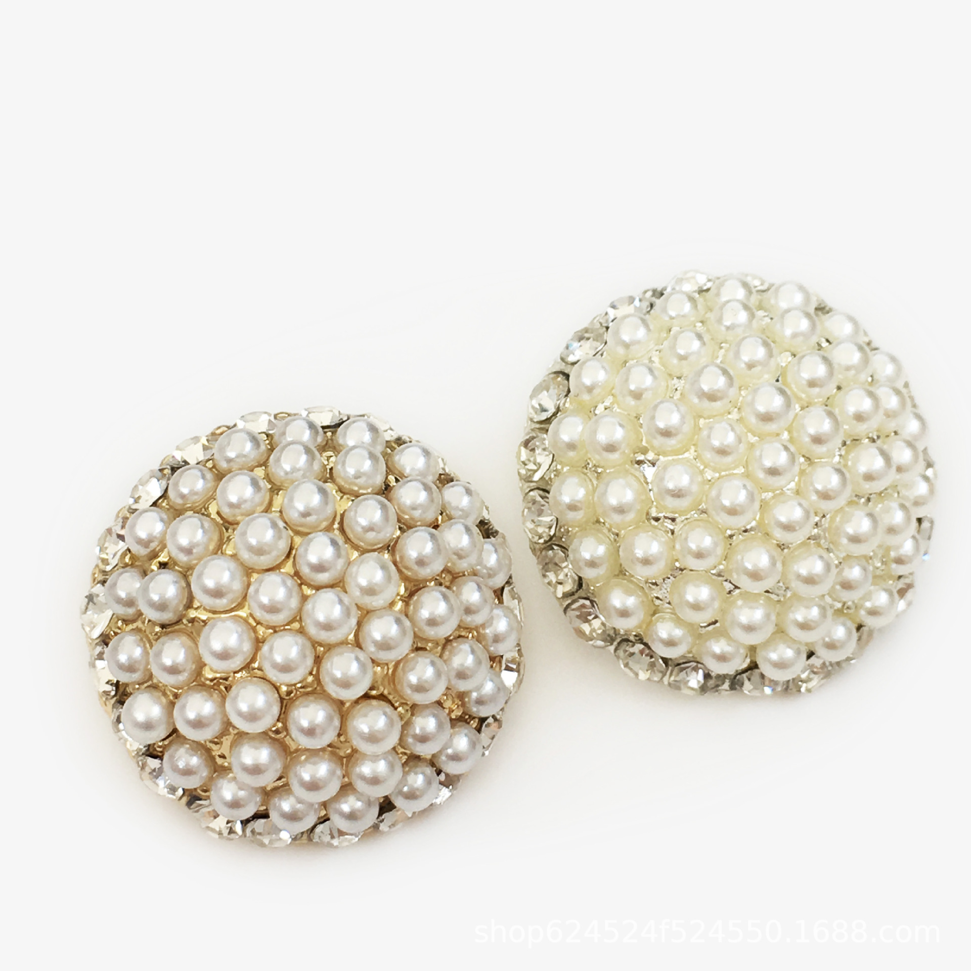 镶钻水晶珍珠纽扣装饰外套女上衣服扣子高端金属大衣配件裘皮钮扣