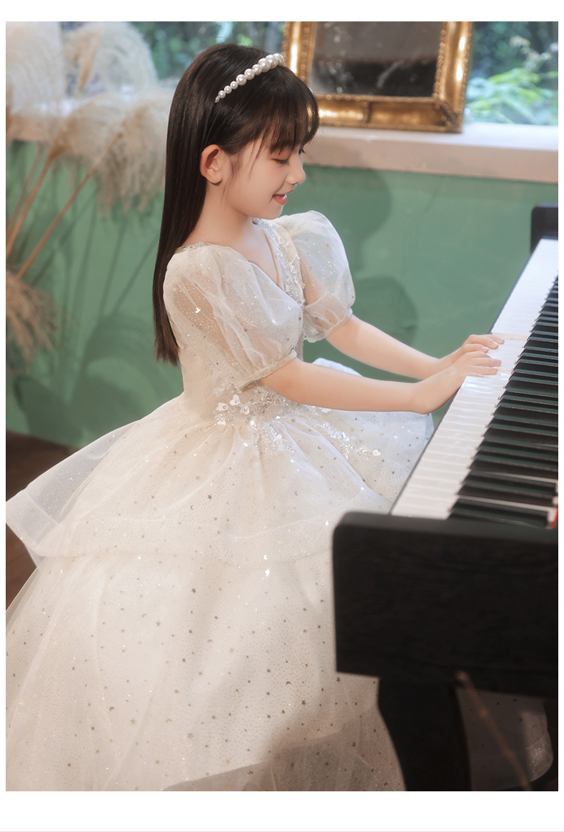 女童礼服儿童生日公主裙花童婚礼小女孩走秀钢琴演奏演出服秋冬季