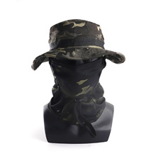 跨境现货迷彩圆边帽户外战术伪装奔尼帽可拆卸头套套装巴拉法克帽