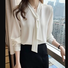 白色衬衫女 春夏秋季新款设计感小众上衣职业OL长袖气质雪纺衫