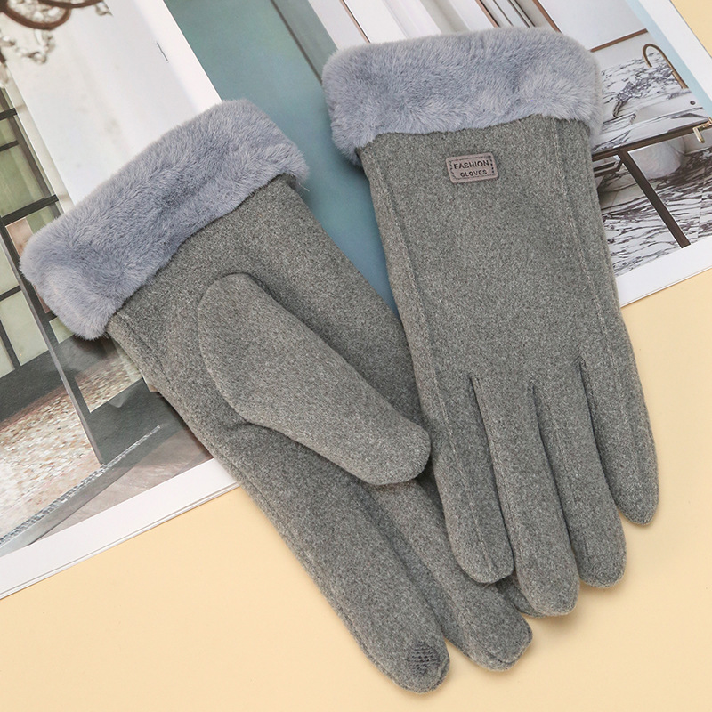 Women's Velvet Gloves for Winter Wind-proof and Cold-proof Suede Gloves Stretchy Telefingers Gloves Warm-keeping Gloves Wholesale