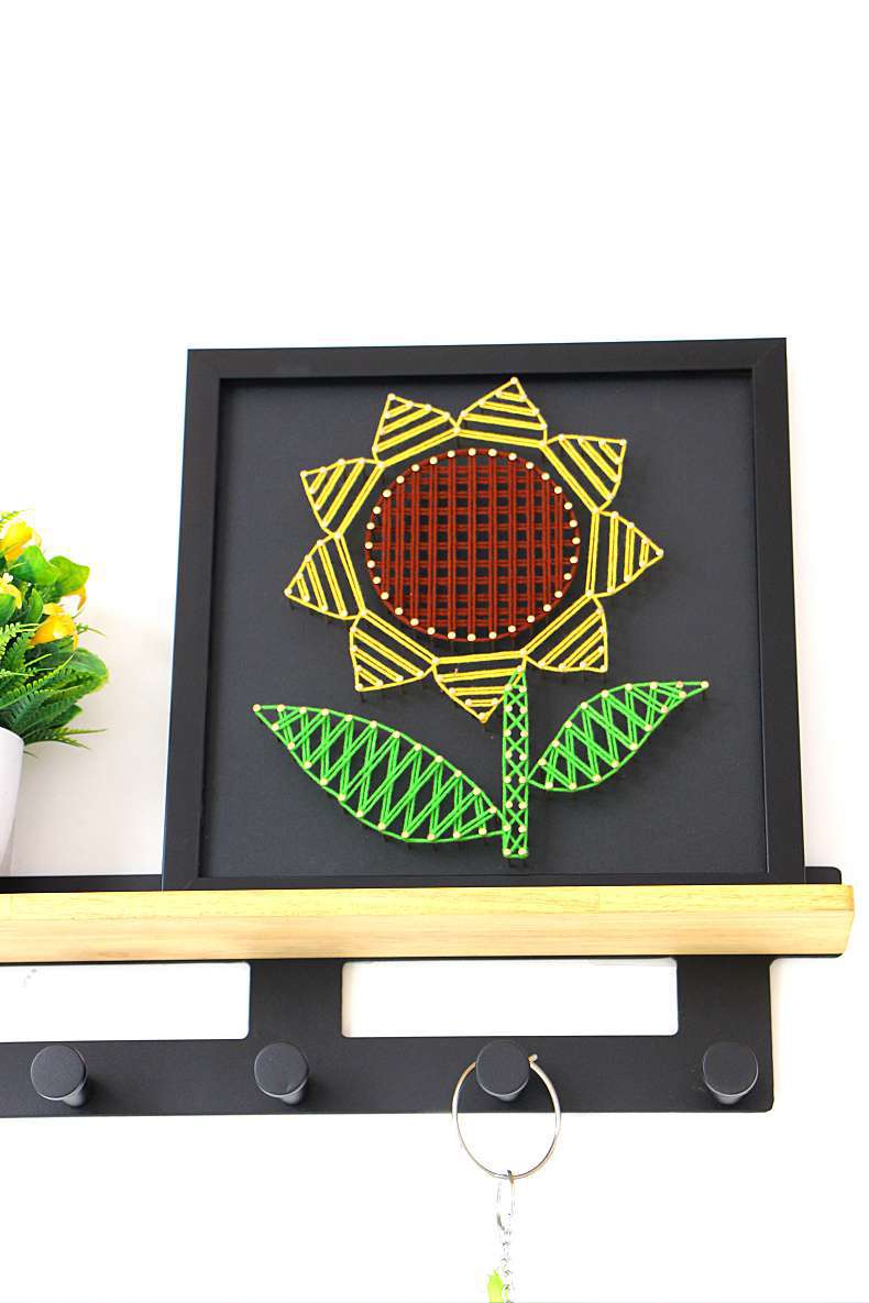 向日葵 钉子绕线画diy材料成品 毛线缠绕画手工课装饰画纱线弦丝