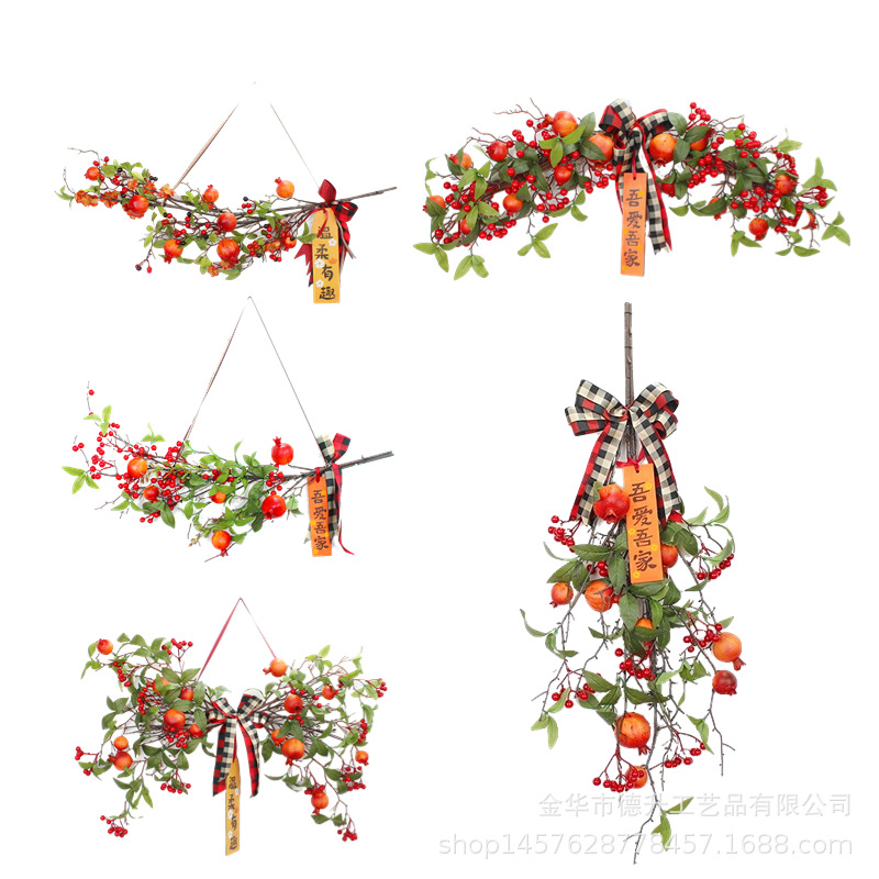 Simulation Pomegranate Wall Hangings New Year Decoration Spring Festival Pendant Housewarming Celebration Supplies Moving into the New House Decoration