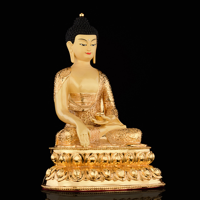 台湾盛凡铜鎏金佛像释迦牟尼佛触地印家用供奉摆件批发西藏密宗佛