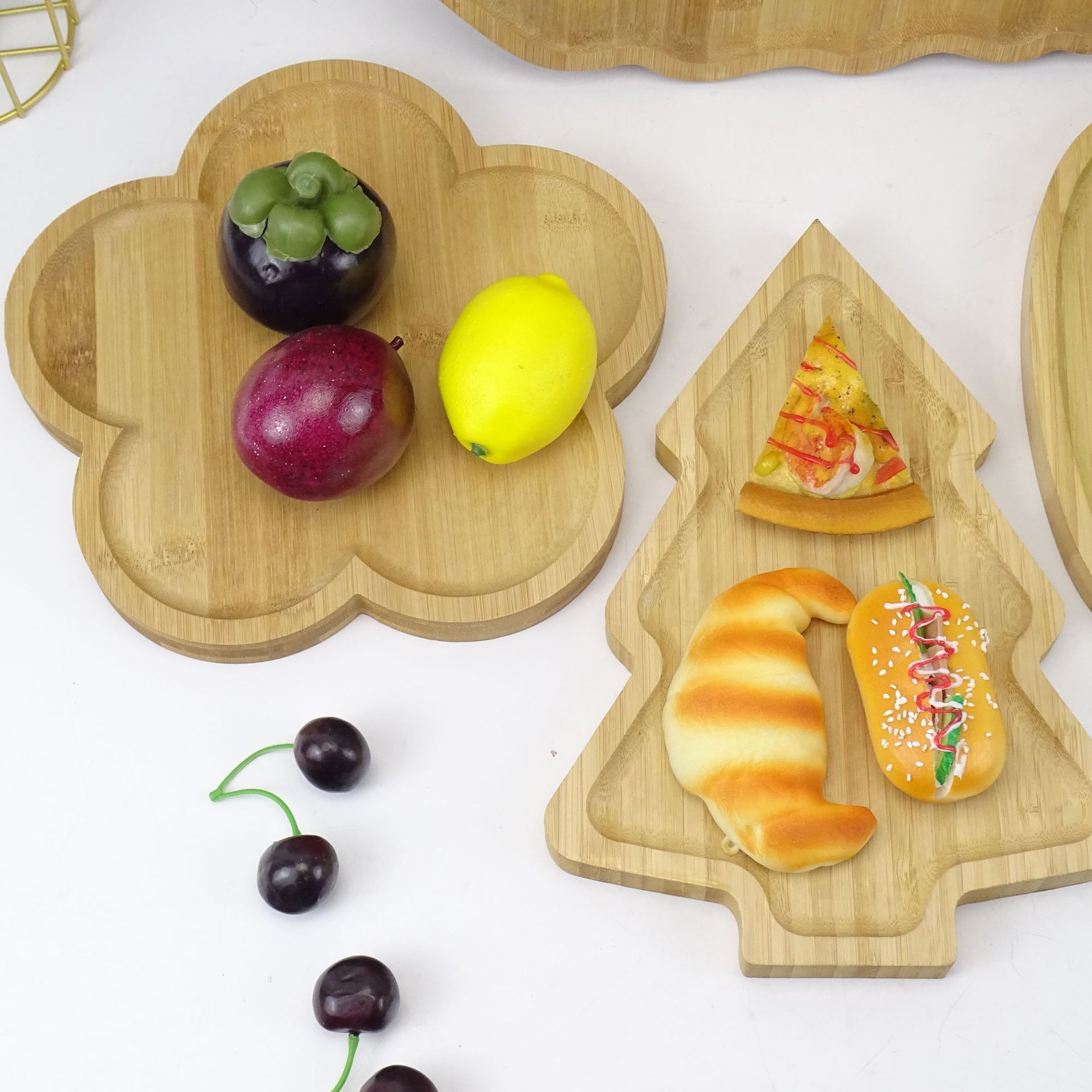 Solid Wood Bamboo Tray Household Wood Plate Bamboo Wood Tea Water Cup Tray Barbecue Plate Snacks Pastry Plate