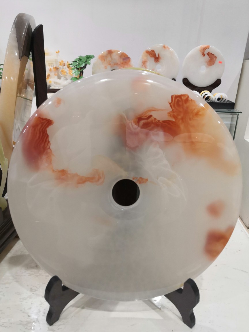 天然玉石红花冰玉平安扣摆件阿富汗玉家居摆设-阿里巴巴