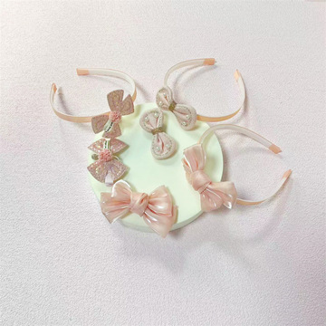 zd原创设计女生时尚搭配蝴蝶结发箍发夹两件套装儿童ins可爱头箍