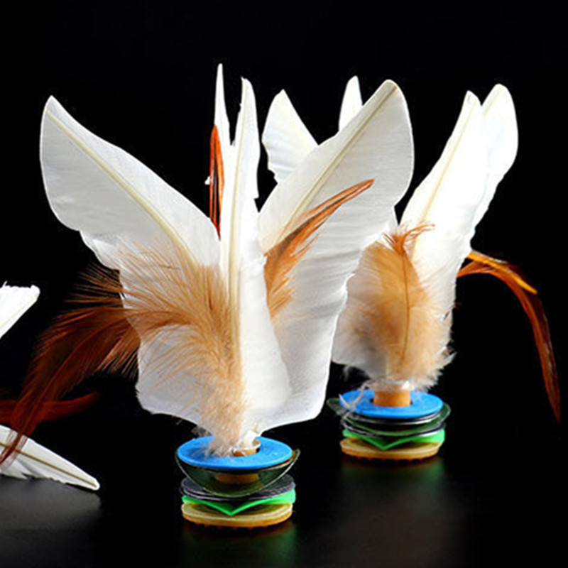 白色牛筋底座鸡毛毽子成人儿童健身彩色鸡毛毽球小学生比赛大白毽