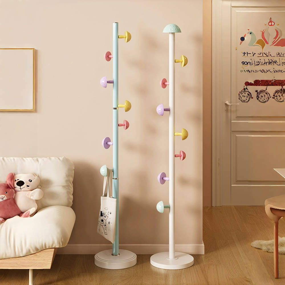 儿童衣架落地网红蘑菇挂衣架子女生卧室杆式衣帽架小空间挂包支架