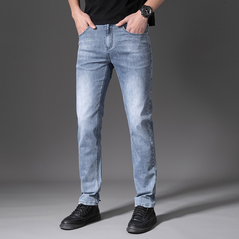 Jeans Men's Spring and Summer Loose Straight Business All-Match Stretch Casual Trousers 2023 New Pants Wholesale