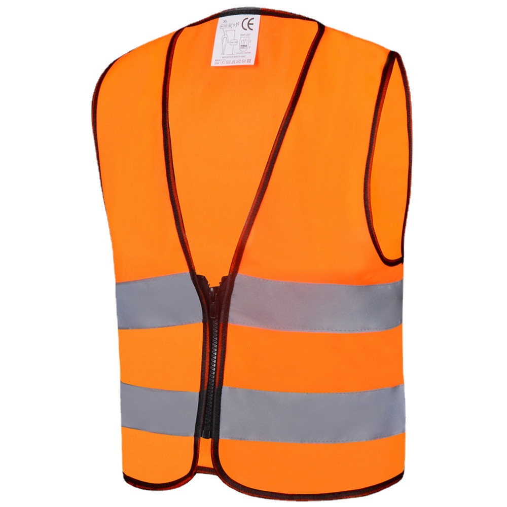 荧光绿色针织儿童反光背心 儿童户外可印字5cm 高亮反光条批发