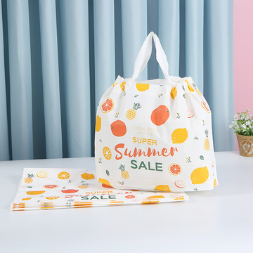 水果打包外卖礼品包装童装购物袋子抽绳束口塑料服装店手提袋