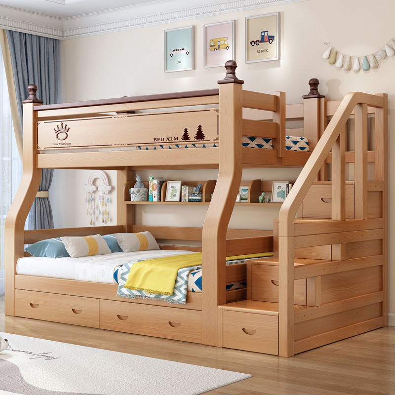 全实木高低床子母床成人上下铺两层儿童床双层床橡木母子床上下床