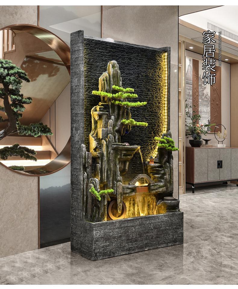 大型假山水幕墙流水隔断屏风客厅会所背景墙庭院造景水景观可养鱼