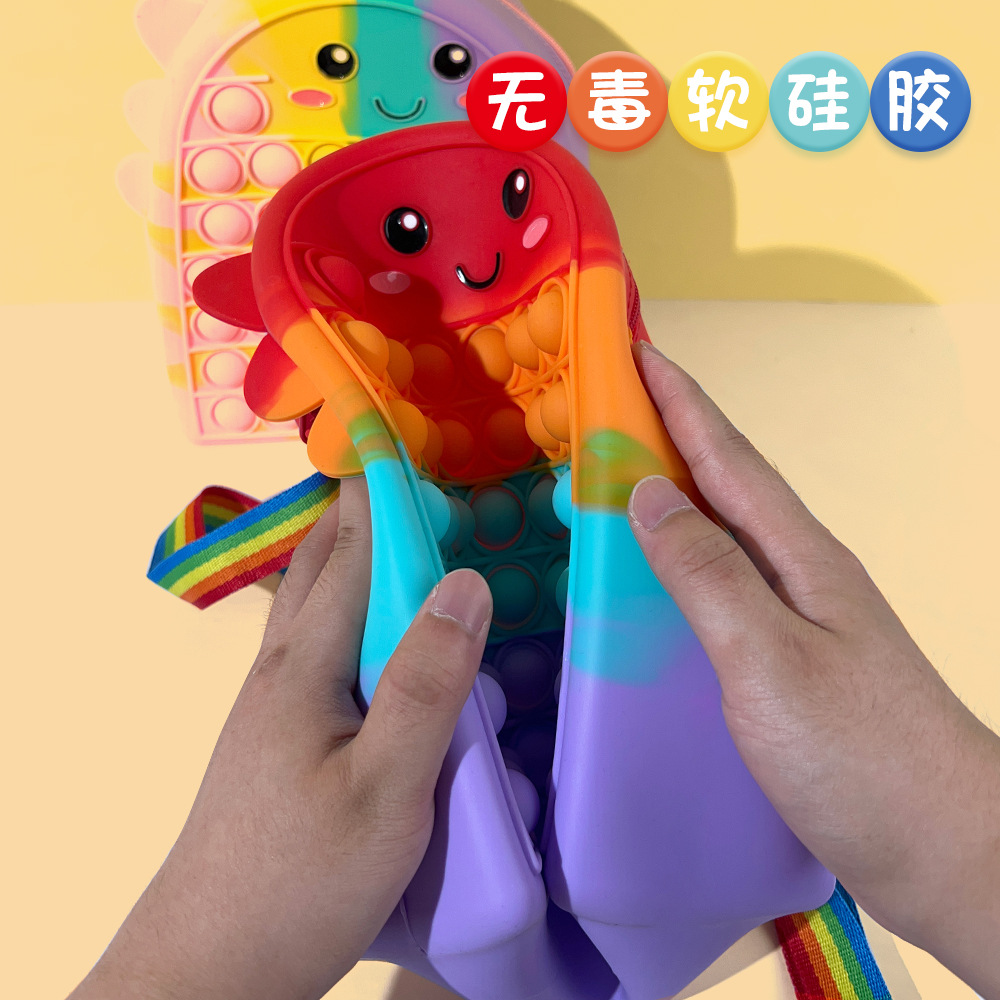 Cross-Border Rat Killer Pioneer Silicone Bag Children's Educational Squeezing Toy Backpack Decompression Cute Dinosaur Backpack