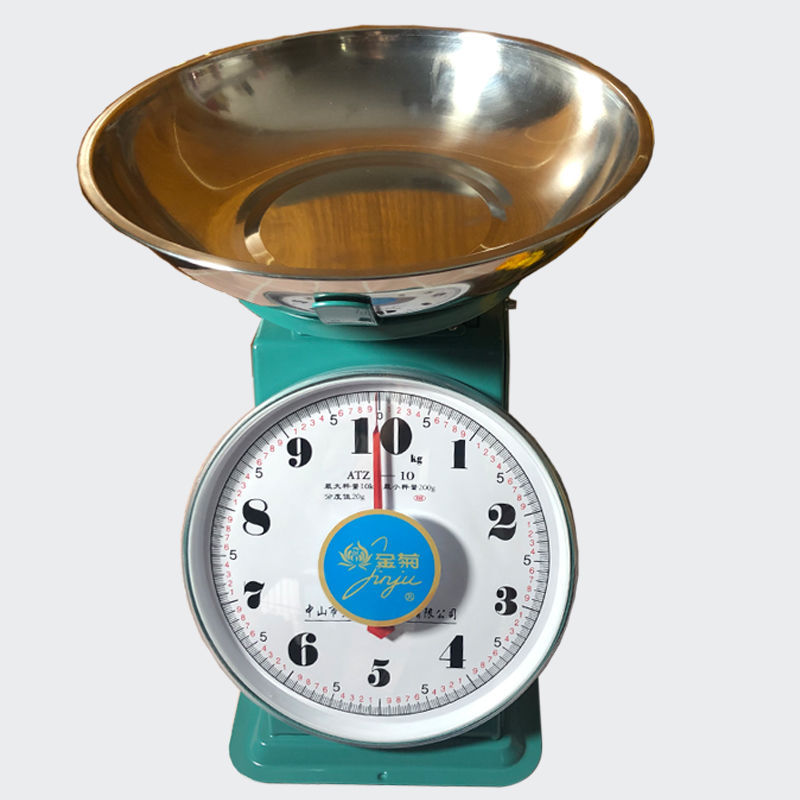 老式秤盘秤机械台秤家用10公斤kg圆盘弹簧秤指针称托盘厨房秤