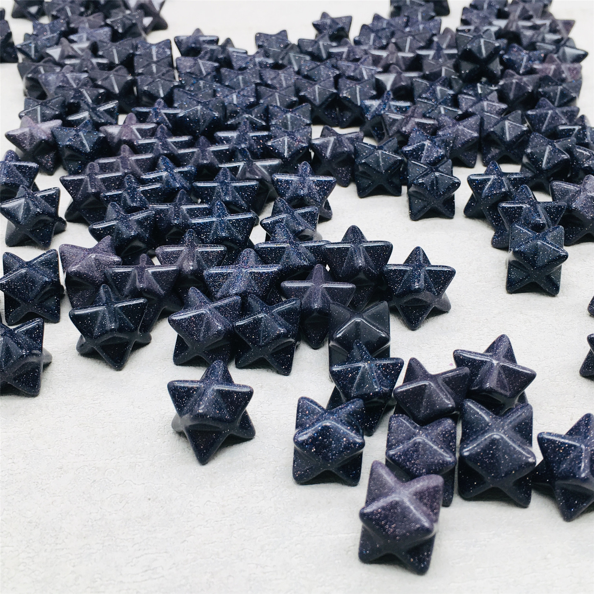 厂家批发天然水晶梅尔卡巴蓝金砂六芒星多面体吊坠水晶摆件批发