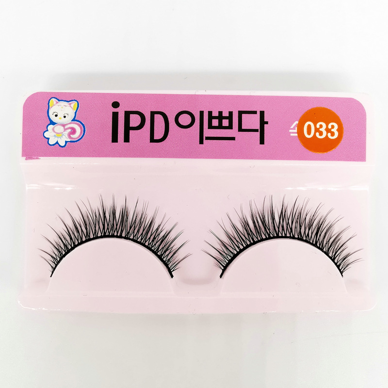 Korean Kitten False Eyelashes 033 Black Stem Extremely Fine Hair Natural Cross 10 Pairs Eyelash Factory Wholesale