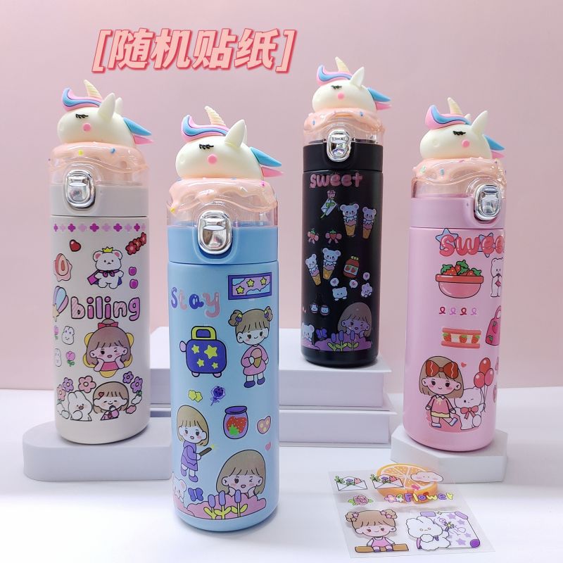 Factory Direct Sales Cross-Border 304 Stainless Steel Cup Body Pattern Sticker DIY Unicorn Thermos Cup