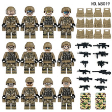 M8019反恐部队特警人仔军事公仔武器片盾牌金致积木玩具跨境批发