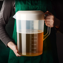 。塑料冷水壶大容量奶茶店泡茶桶带刻度量杯5L商用凉茶饮料桶凉水