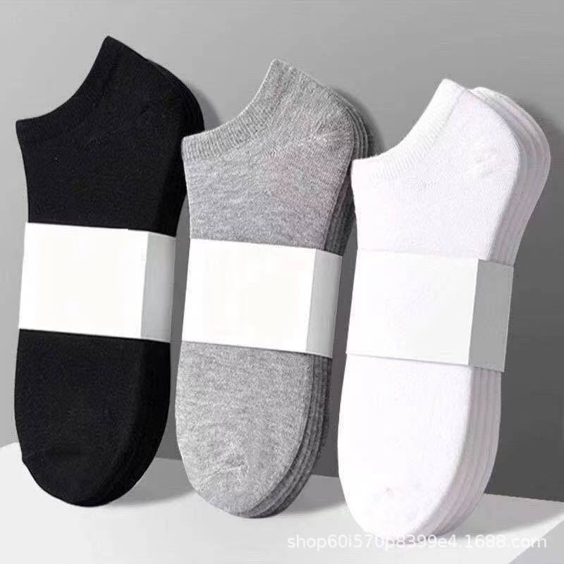 Socks Men and Women Socks Spring and Summer Solid Color Thin Absorb Sweat Breathable Black White Gray Boat Socks Zhuji Datang Socks Wholesale