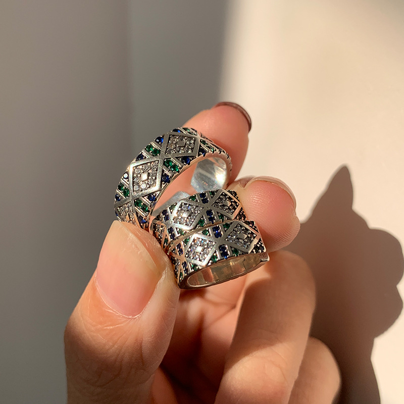 s925纯银天使之眼炫彩锆石戒指女轻奢小众设计时尚轻奢个性高级感