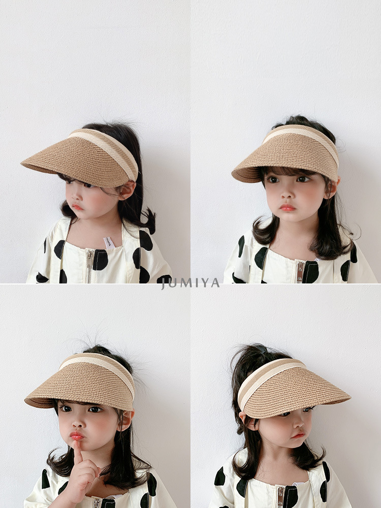 Ins Korean Style Children's Sun Hat Summer Little Girls' Straw Hat Air Top Big Brim Fashion Kids Straw Sun Hat Fashion