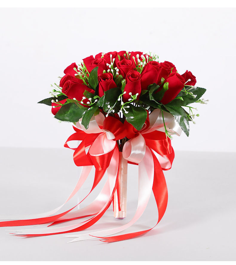 新娘仿真玫瑰手捧花 结婚花球婚纱照拍摄道具 婚礼花束 婚庆用品