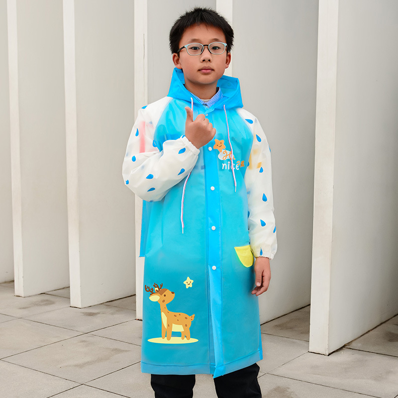 厂家批发儿童雨衣双帽檐加厚男女童透明小学生带书包位雨披防雨水