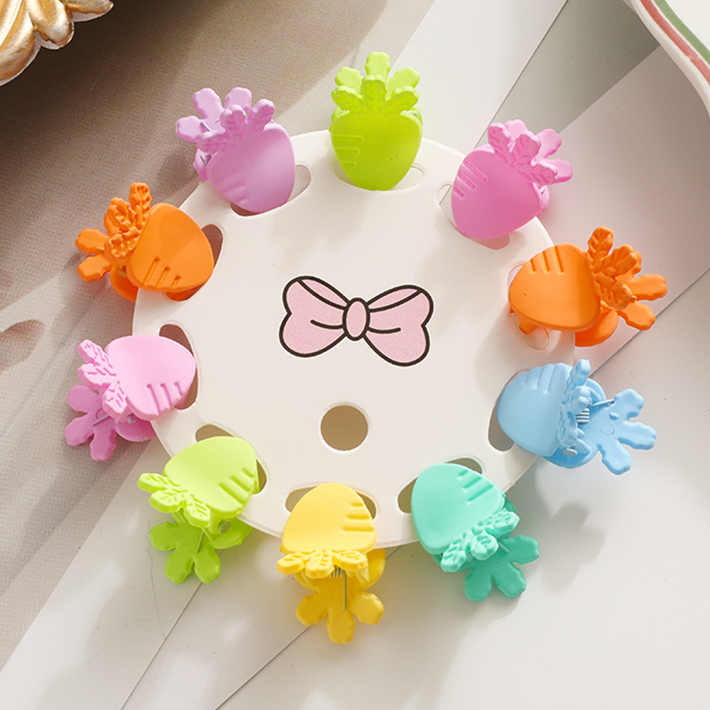 儿童发夹夏季新款纯色女孩抓夹卡通萝卜丁发卡甜美可爱小公主头饰