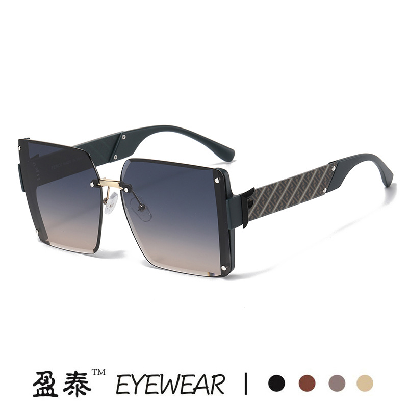 New F Square Frameless Trimming Sunglasses Internet Celebrity Live Broadcast Glasses Large Frame Fashion Street Shooting Sunglasses Wholesale