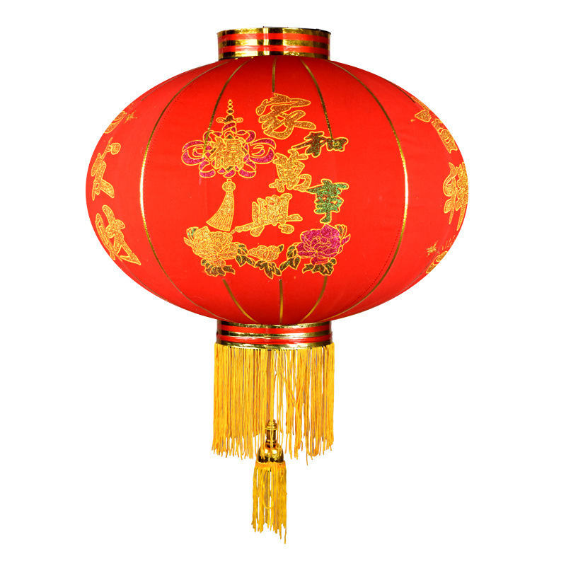 2021年新年春节大红植绒灯笼小灯笼广告灯笼铁口定制装饰元旦宫灯