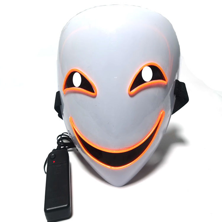 led发光蛭子面具鬼脸小丑黑之契约者万圣节舞会可爱微笑面罩道具