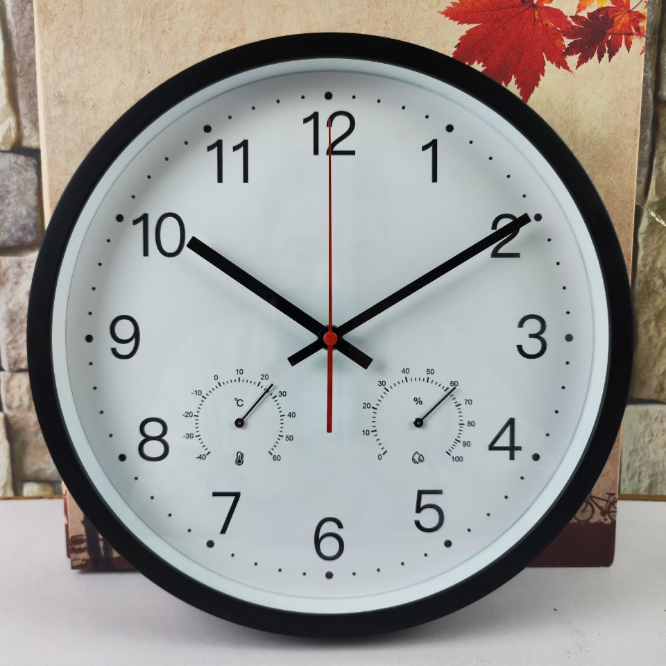 跨境热卖双温12寸挂钟 家居静音钟表 圆形简约时钟