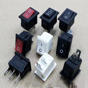 船型开关 电源开关按钮 10x15mm船形翘板开关3脚2脚两3档红色黑白