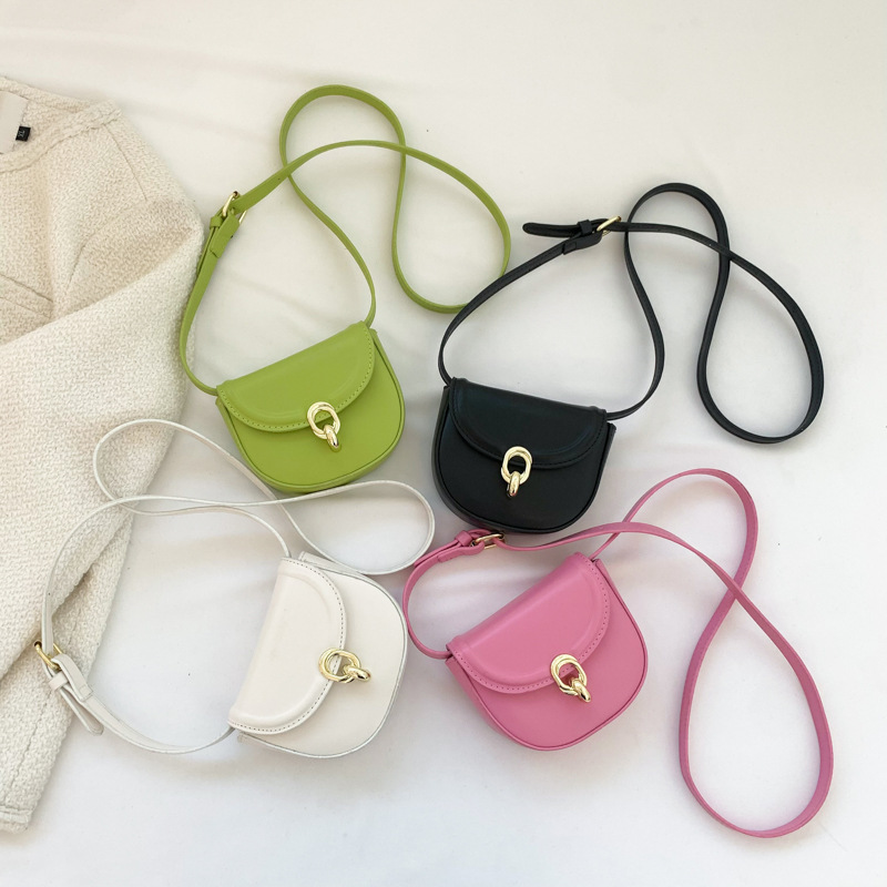Girls' Small Bags 2023 New Candy Color Mini Saddle Bag Western Style Parent-Child Concave Style Crossbody Bag Lipstick Pack