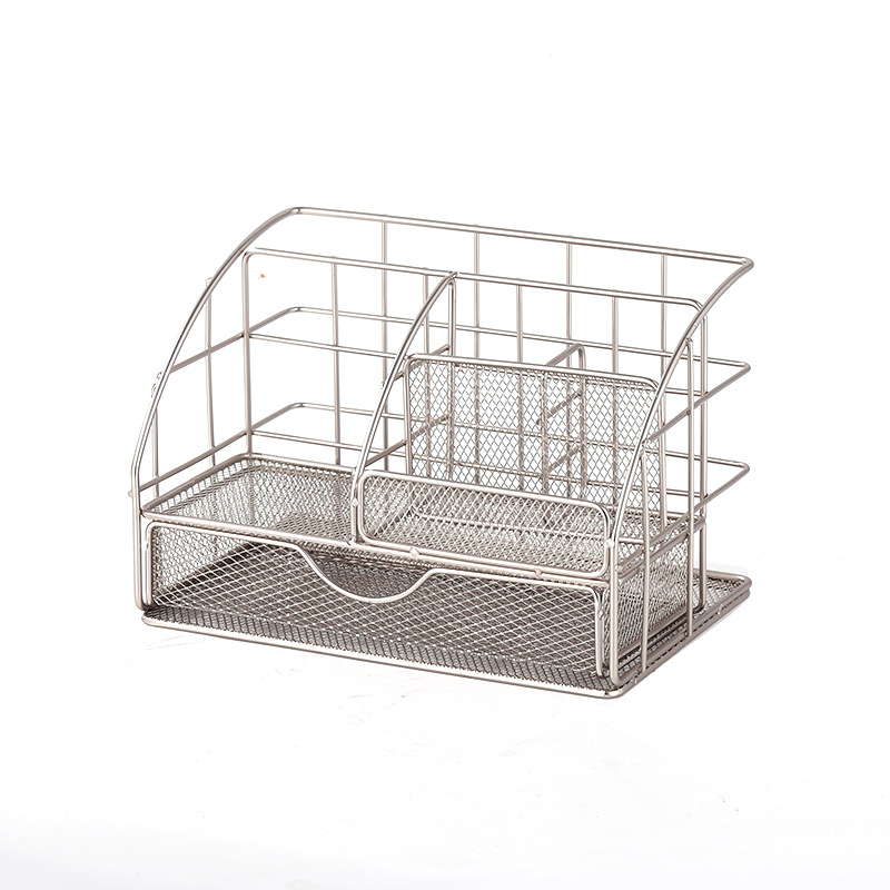 Simple Iron Desktop Drawer Cosmetic Storage Organizing Multi-Functional Student Creativity Stationery Office Combination Basket