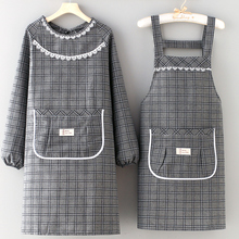 22N韩版时尚蕾丝围裙长袖家用厨房做饭长袖罩衣反穿防油耐磨工作