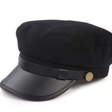 四季百搭帽子小香风海军帽黑色中山装平顶帽五四青年民国学生帽