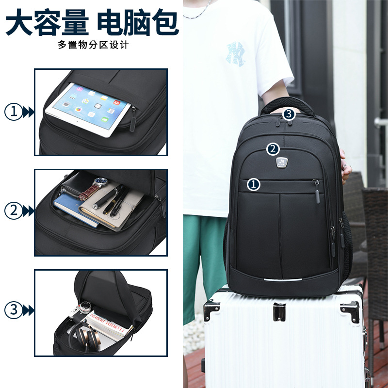 Cross-Border Amazon Hot-Selling Backpack Men's Large Capacity Anti-Seismic Computer Bag Short Business Trip Travel Backpack Wholesale