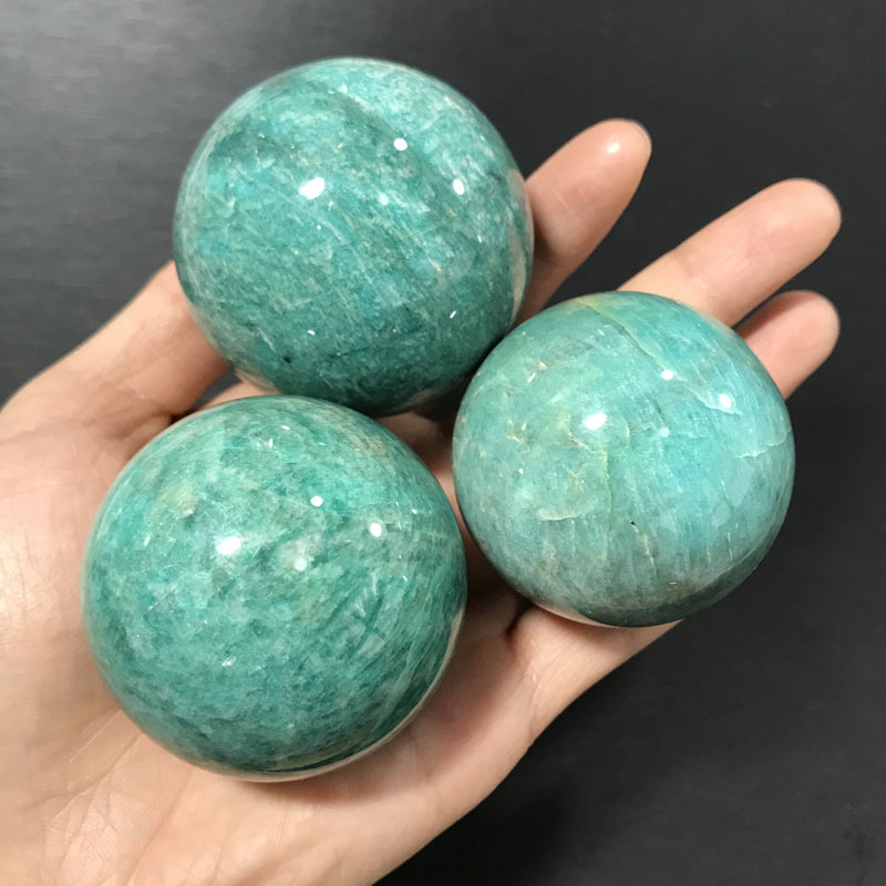 天然天河石小球天河石原石打磨水晶球亚马逊石球猫眼效应水晶球