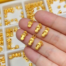 3d硬金黄金小拖鞋吊坠999足金脱邪转运珠手链本命年情侣脚链