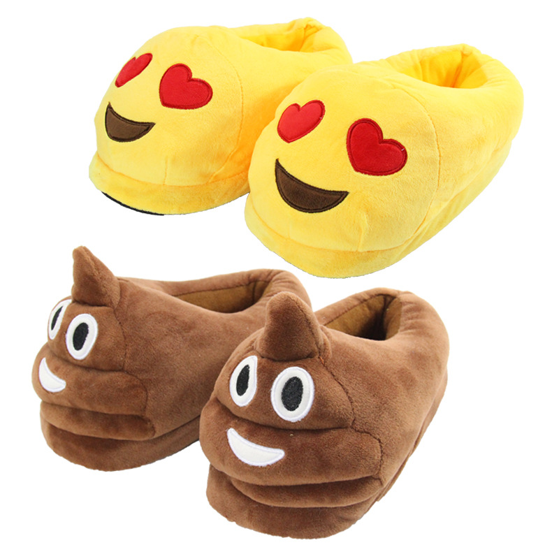 童鞋批发卡通qq表情大便冬季毛绒拖鞋创意搞怪emoji居家儿童棉拖