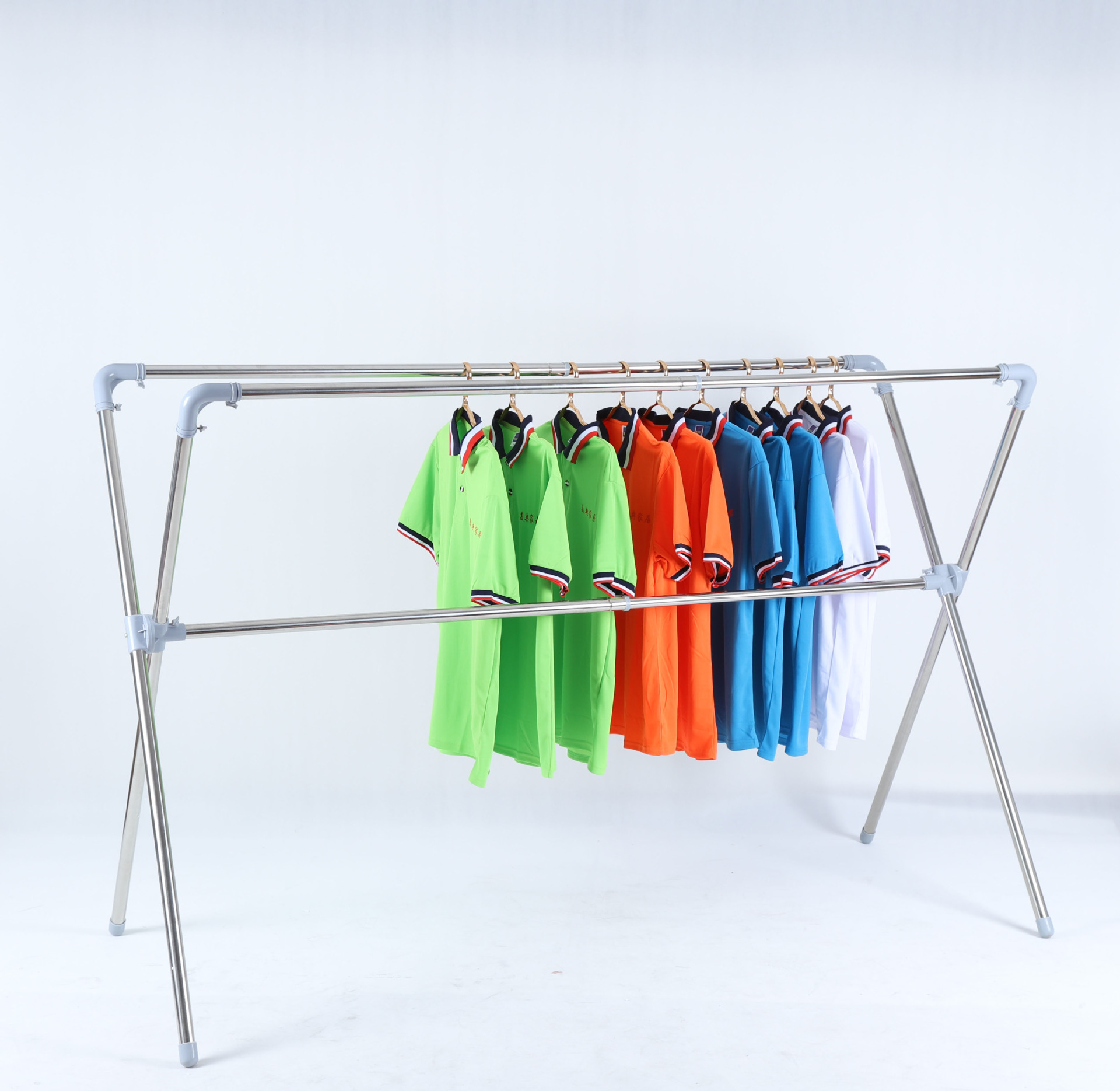x型塑料接头不锈钢落地折叠伸缩户外组装晾衣架晾被架一件代发