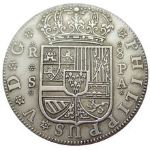 仿古工艺品西班牙8Real 1731 1733 黄铜镀银外贸热销纪念币40mm