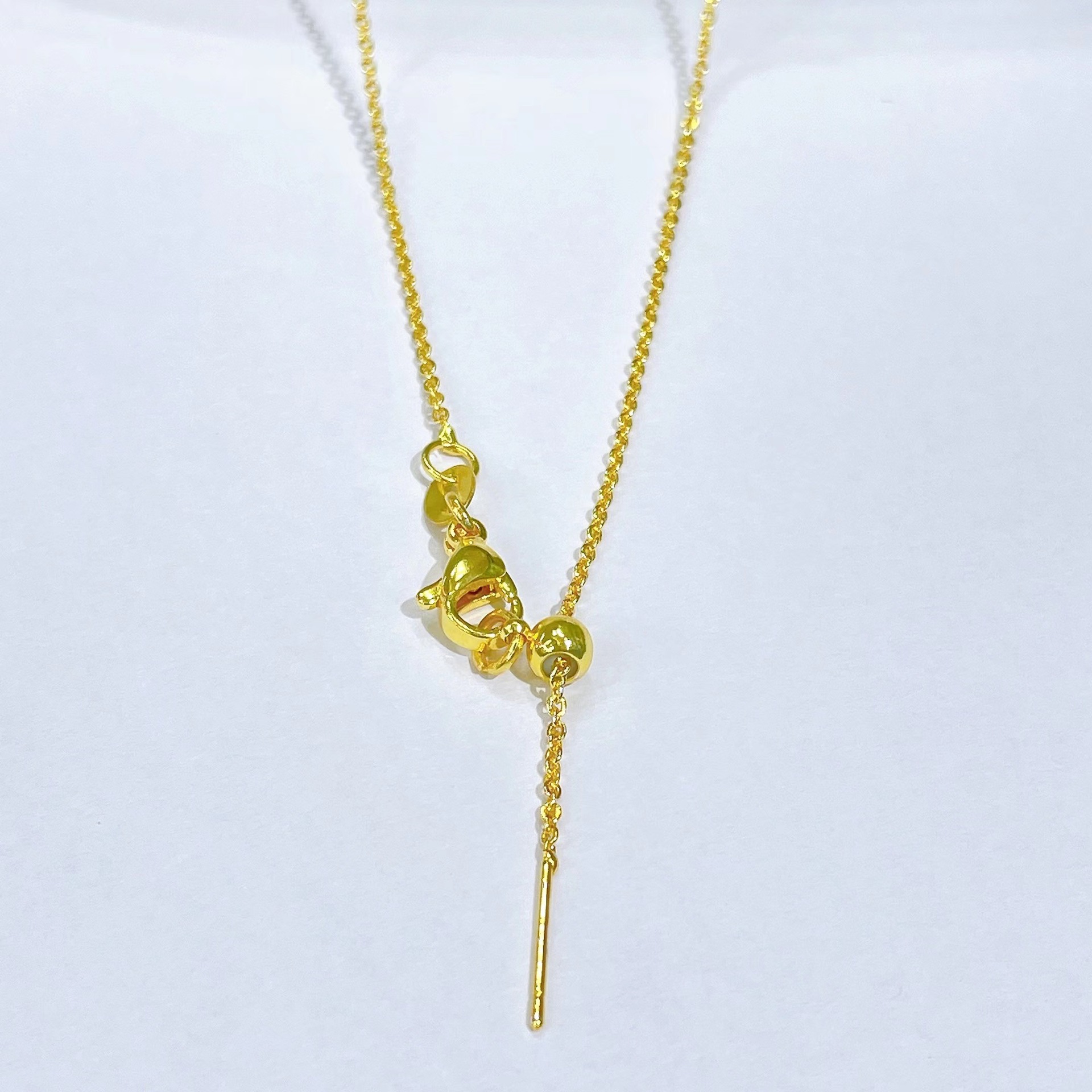 18K Gold Necklace Chain Pin O-Shaped Chain Pin Box Chain Cross-Border Necklace Chain Jewelry DIY Universal Chain