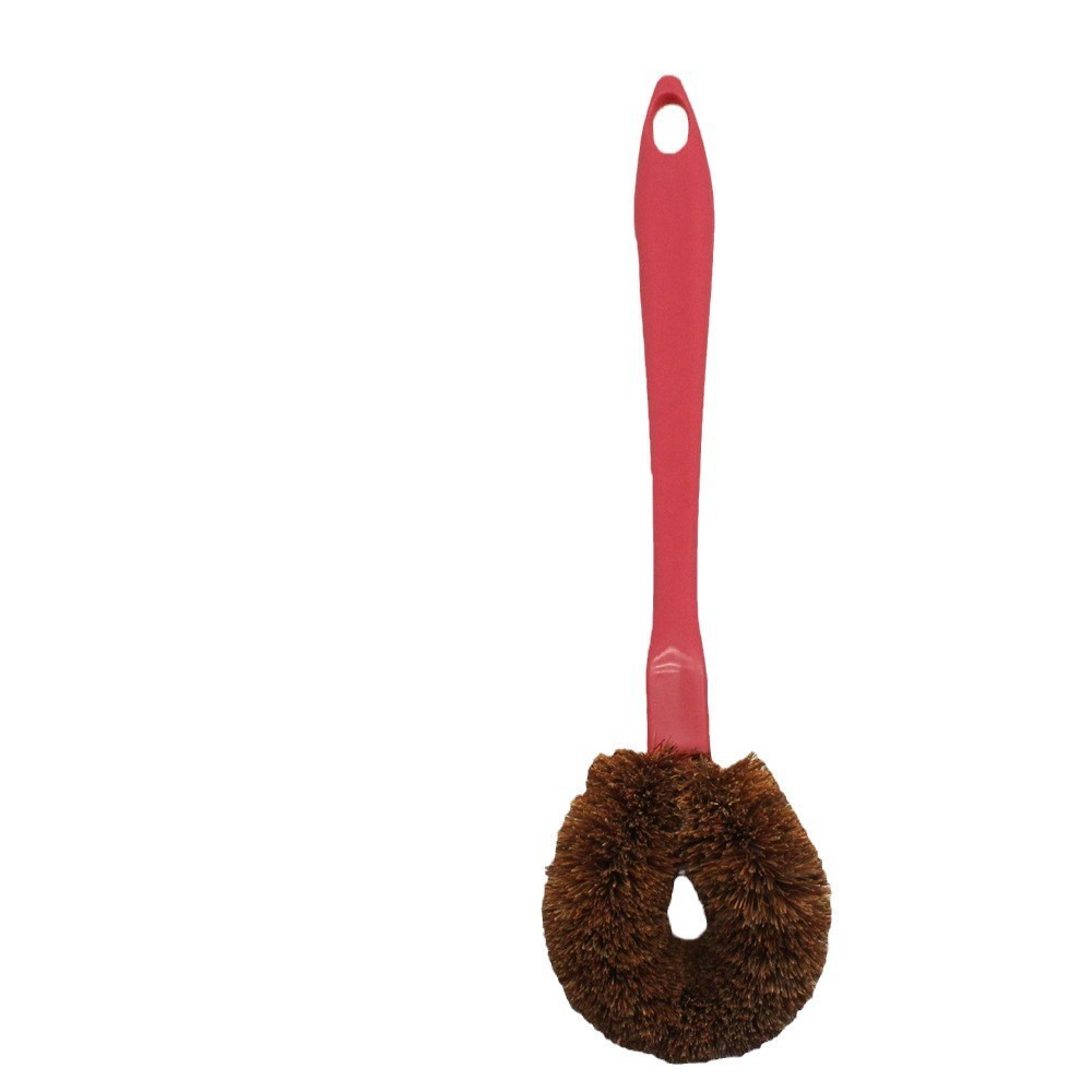 coconut palm non-stick oil pot brush factory direct supply kitchen hanging cleaning brush plastic long handle dish brush