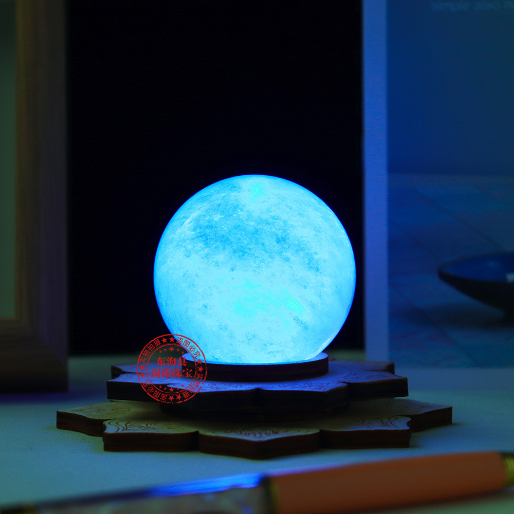 天然水晶球莲花底座水晶小夜灯柔光白暖七彩光床头灯摆件厂家批发