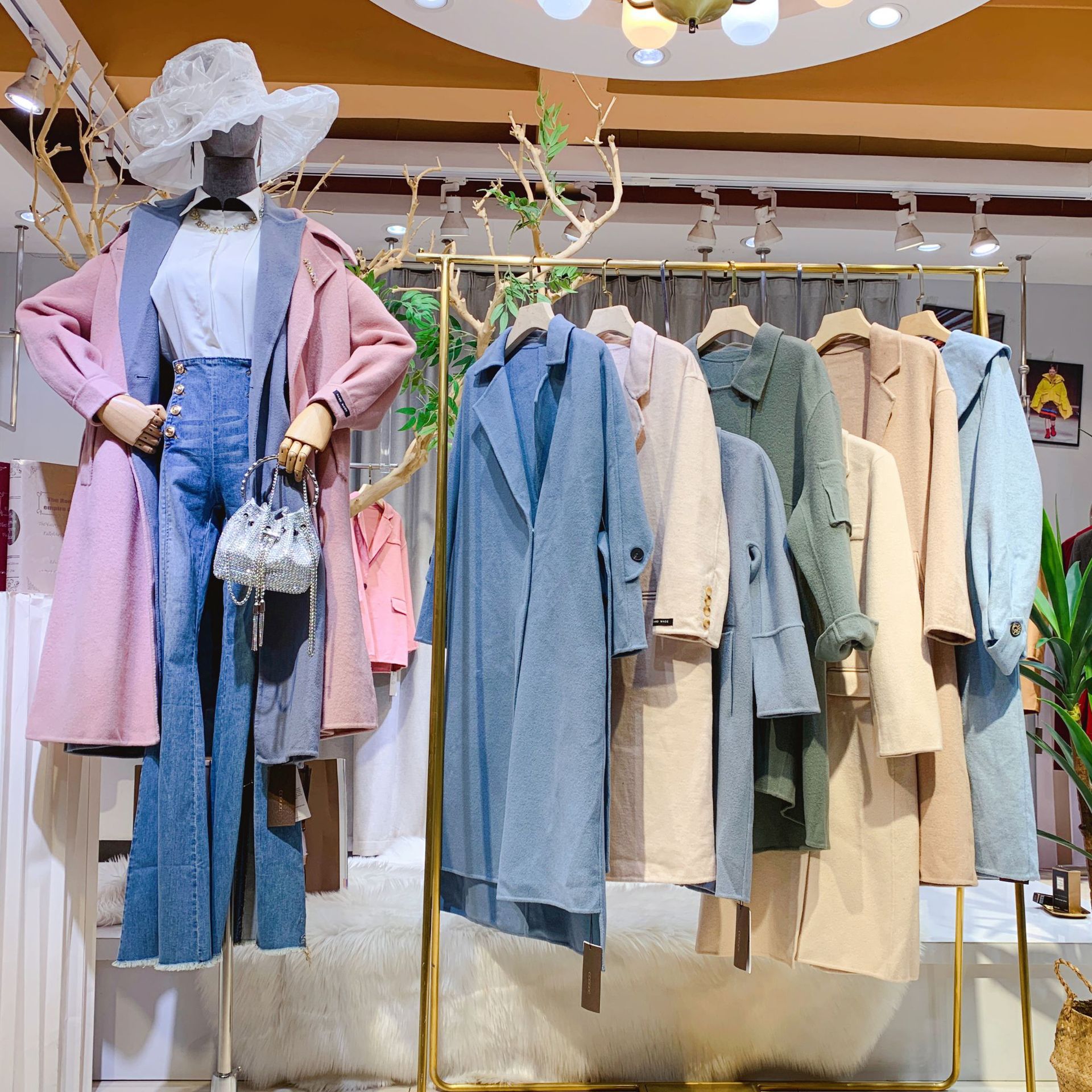 马克华菲品牌折扣女装冬季款外套批发乐町专柜撤柜双面羊绒大衣